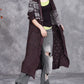 Women Autumn Artsy Hollow Out Knit Cardigan Hooded Coat