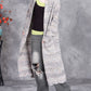 Women Autumn Artsy Color Mix Knit Cardigan Hooded Coat