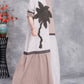 Women Autumn Artsy Dot Stripe Spliced Flower O-Neck Dress