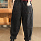 Women Autumn Vintage Solid Rhomboid Cotton Harem Pants