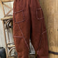 Women Winter Retro Spliced Loose Padded Harem Pants