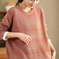 Women Vintage Autumn Solid O-Neck Loose Knit Sweater