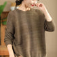 Women Vintage Autumn Solid O-Neck Loose Knit Sweater