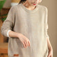 Women Vintage Autumn Solid O-Neck Loose Knit Sweater