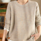 Women Vintage Autumn Solid O-Neck Loose Knit Sweater