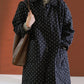 Women Autumn Vintage Turn-down Collar Dot Cotton Coat