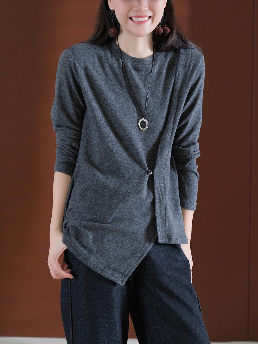 Women Autumn Fashion Design Solid Turtleneck Spliced Blouse