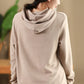 Women Autumn Casual Solid Hooded Loose Sweatshirt