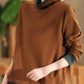 Women Casual Autumn Warm Colorblock Turtleneck Sweatshirt