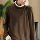 Women Casual Autumn Warm Colorblock Turtleneck Sweatshirt