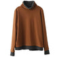 Women Casual Autumn Warm Colorblock Turtleneck Sweatshirt