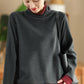 Women Casual Autumn Warm Colorblock Turtleneck Sweatshirt