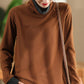 Women Casual Autumn Warm Colorblock Turtleneck Sweatshirt