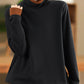 Women Casual Autumn Warm Colorblock Turtleneck Sweatshirt