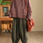 Women Autumn Vintage Turtleneck Solid Linen Padded Coat