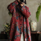 Women Autumn Vintage Stand Collar Flower Cotton Coat