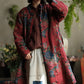 Women Autumn Vintage Stand Collar Flower Cotton Coat