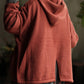 Women Vintage Autumn Frayed Solid Hooded Knit Sweater