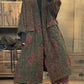 Women Autumn Flower Patch Spliced Linen Padded Coat