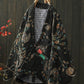 Women Autumn Ethnic Flower Short Cotton Padded Coat