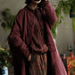 Women Autumn Vintage Stand Collar Solid 100%Linen Padded Coat