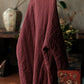 Women Autumn Vintage Stand Collar Solid 100%Linen Padded Coat