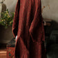 Women Autumn Vintage Floral Raw-edge 100%Linen Shirt Coat