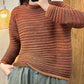 Women Autumn Stacked Collar Colorblock Stripe Sweater