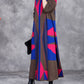 Women Autumn Artsy Colorblock Geometric Knit O-Neck Dress