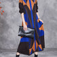 Women Autumn Artsy Colorblock Geometric Knit O-Neck Dress