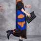 Women Autumn Artsy Colorblock Geometric Knit O-Neck Dress