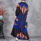 Women Autumn Artsy Colorblock Geometric Knit O-Neck Dress