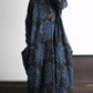 Women Autumn Ethnic Flower Stand Collar Long Coat