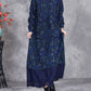 Women Autumn Artsy Floral Strap Knit O-Neck Dress