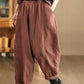 Women Winter Casual Solid Spliced Fleece-lined Harem Pants