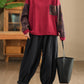 Women Winter Casual Solid Spliced Fleece-lined Harem Pants