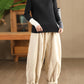 Women Winter Casual Solid Spliced Fleece-lined Harem Pants