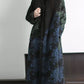 Women Autumn Ethnic Flower V-Neck Long Coat