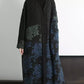 Women Autumn Ethnic Flower V-Neck Long Coat