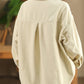 Women Autumn Solid Fleece-lined Henley Shirt