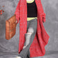 Women Autumn Artsy Knit Irregular Turn-down Collar Sweater Coat