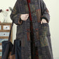 Women Autumn Vintage Stand Collar Patchwork 100%Cotton Coat