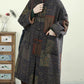 Women Autumn Vintage Stand Collar Patchwork 100%Cotton Coat