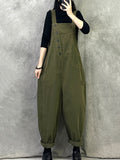 Women Casual Solid Cotton Loose Jumpsuits