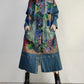 Women Autumn Vintage Flower Hooded Denim Long Coat