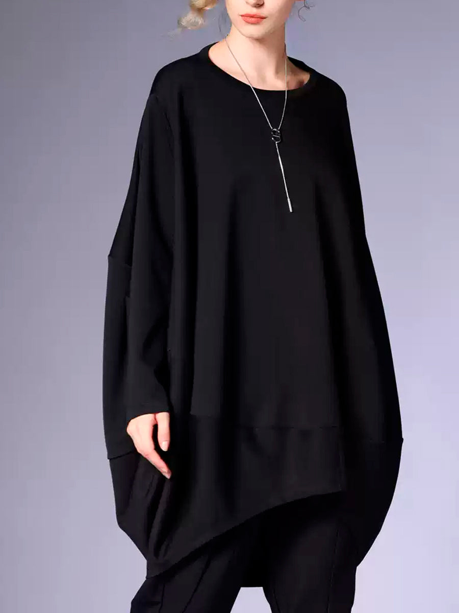 Women Winter Casual Solid Long Sleeve O-Neck Dress