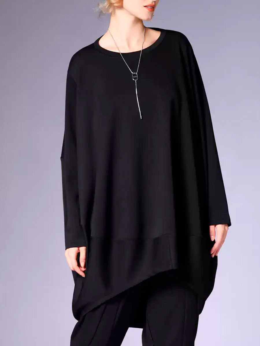 Women Winter Casual Solid Long Sleeve O-Neck Dress