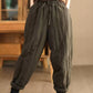 Women Winter Casual Solid Spliced Linen Padded Harem Pants