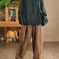 Women Winter Casual Solid Spliced Linen Padded Harem Pants