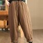 Women Winter Casual Solid Spliced Linen Padded Harem Pants